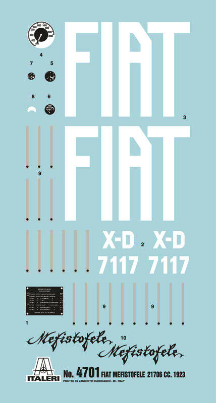 ITALERI 1/24 CARS 1/12TH Scale FIAT MEFISTOFELE model kit