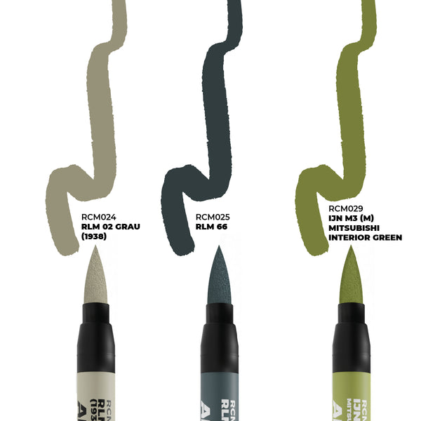 AK Interactive Real Colour Marker - WWII AXIS AIRCRAFT COCKPIT COLORS - SET 3 REAL COLORS MARKERS
