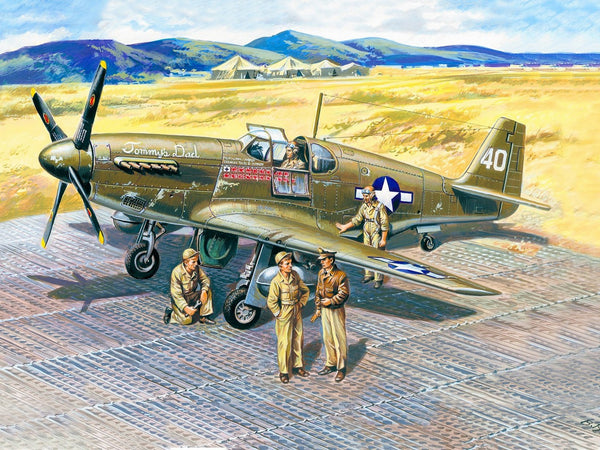 ICM 1/48 scale WW2 Mustang P-51B with USAAF Pilots and Ground Personnel
