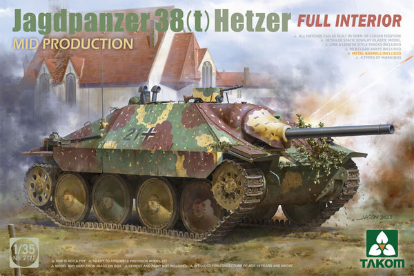 TAKOM 1/35 WW2 German tank Jagdpanzer 38(t) Hetzer MID w/ Full Interior