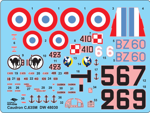 Dora Wings 1/48 Scale DORDW48030 Caudron C.635 Simoun