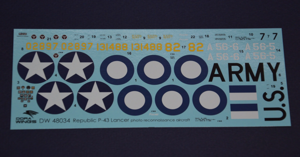 Dora Wings 1/48 Scale DORDW48034 Republic P-43 Lancer, reconnaissance, 1/48