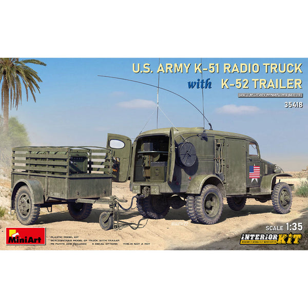 Miniart 1/35 WW2 US ARMY K-51 RADIO TRUCK WITH K-52 TRAILER INTERIOR
