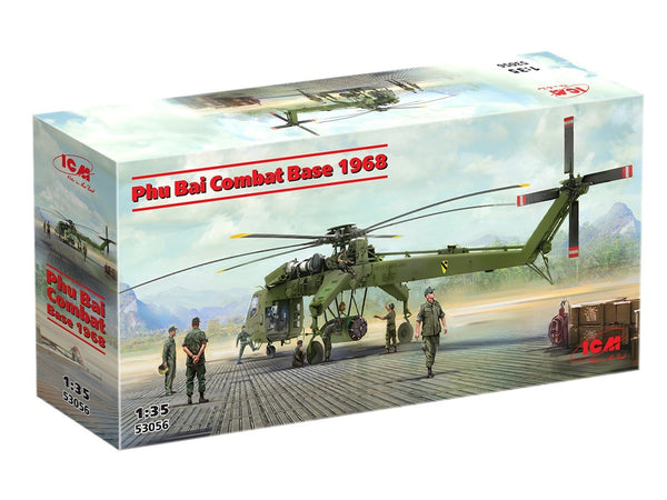 ICM 1/35 Phu Bai Combat Base, 1968 with CH-54A Helicopter, Figures & M8A1 Airfield Pavement Slabs
