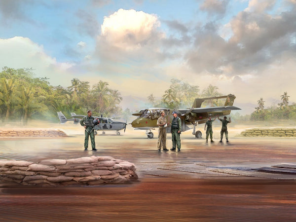 ICM 1/48 Vietnam USAF Airfield Set (0-2A, OV-10A Aircraft & 5 Figures)