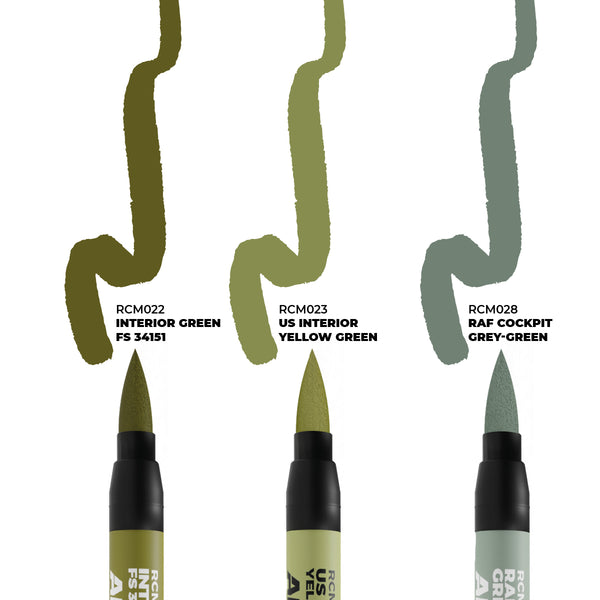 AK Interactive Real Colour Marker - WWII ALLIED AIRCRAFT COCKPIT COLORS - SET 3 REAL COLORS MARKERS