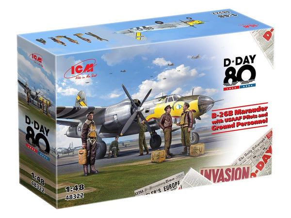 ICM 1/48 B-26B Marauder Bomber with USAAF Pilots & Ground Personnel Figures