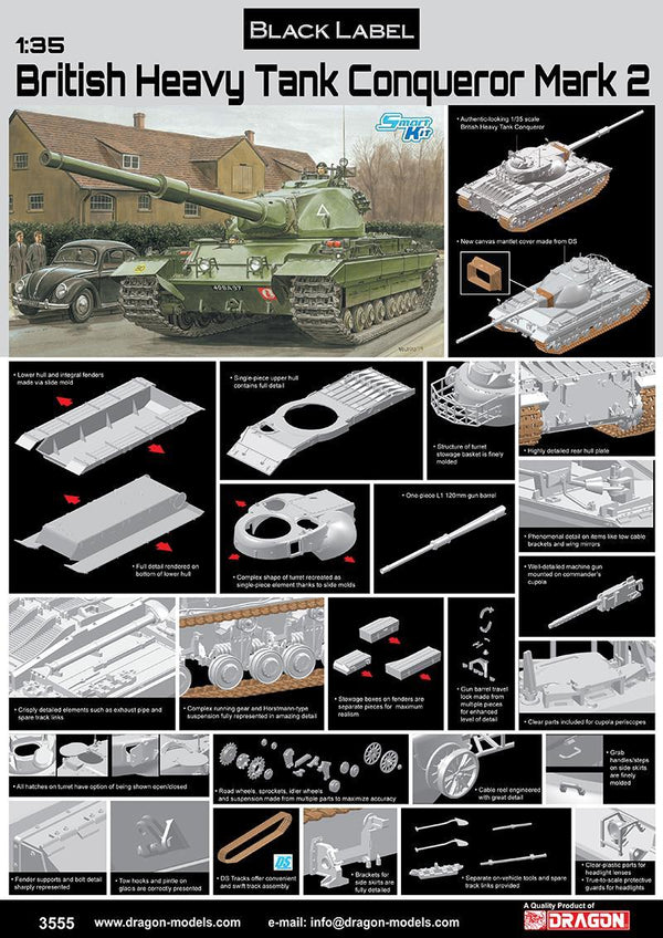 Dragon 1/35 scale BRITISH HEAVY TANK CONQUEROR BLACK LABEL model kit