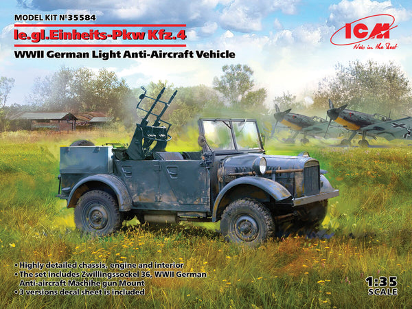 ICM 1/35 WW2 le.gl.Einheitz-Pkw Kfz.4, WWII German Light Anti-Aircraft Vehicle