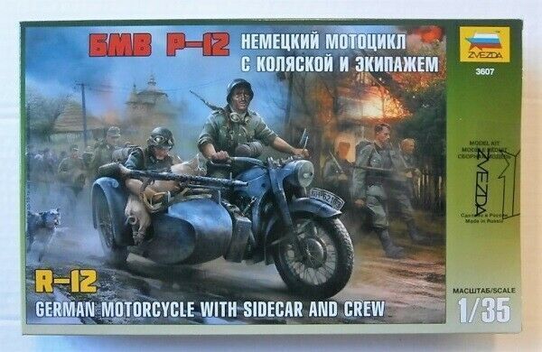 Zvezda 1/35 scale WW2 GERMAN Motorbike R12 SIDECAR AND CREW model kit