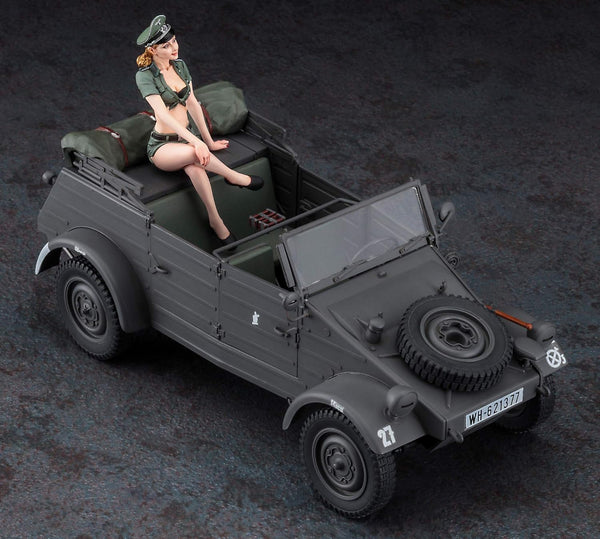 Hasegawa 1/24 scale WW2 German Pkw.K1 Kubelwagen Type 82 And Blond Girl Figure Kit