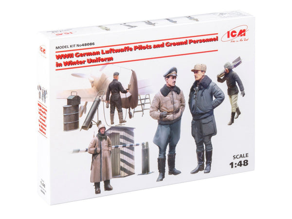ICM 1/48 scale WW2 German Luftwaffe Pilots and Ground Personnel in Winter Uniform (5 figures)
