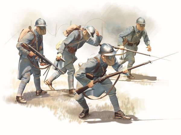 ICM 1/35 WW1 French Infantry in Gas Masks (1918) (4 figures)