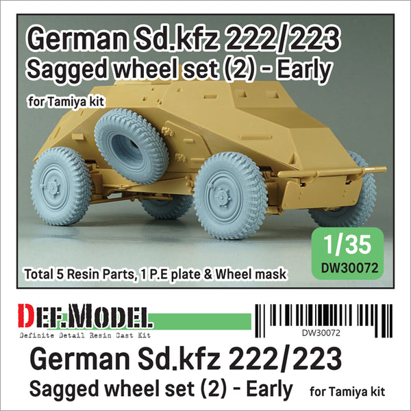 DEF Models 1/35 scale WW2 German Sd.kfz 222/223 Sagged wheel set(2) - Early (for Tamiya 1/35) - Jun.2023