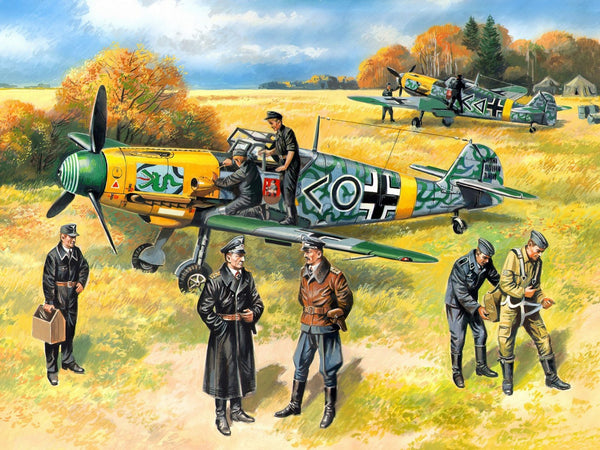 ICM 1/48 WW2 German Bf 109F-2 with German Pilots and Ground Personnel