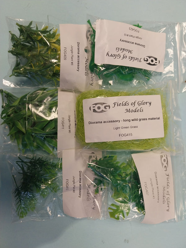 Jungle pack - Assorted jungle plants and grass - Large Diorama set