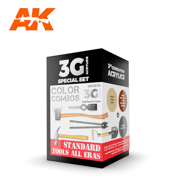 AK Interactive 3G Acrylic Paint Set - STANDARD TOOLS ALL ERAS