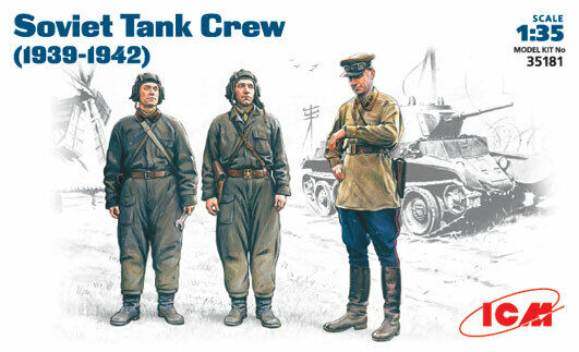 ICM 1/35 WW2 Soviet Tank Crew (1939-1942) (3 figures - 1 officer, 2 tankmen)