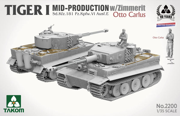TAKOM 1/35 scale WW2 German Tiger I Mid w/Zimmerit & Otto Carius