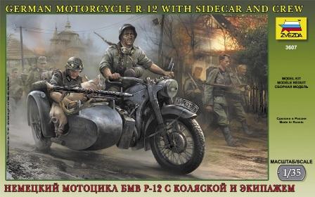 Zvezda 1/35 scale WW2 GERMAN Motorbike R12 SIDECAR AND CREW model kit