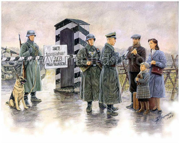 Masterbox 1/35 scale WW2 German Guards and civilians Checkpoint Set