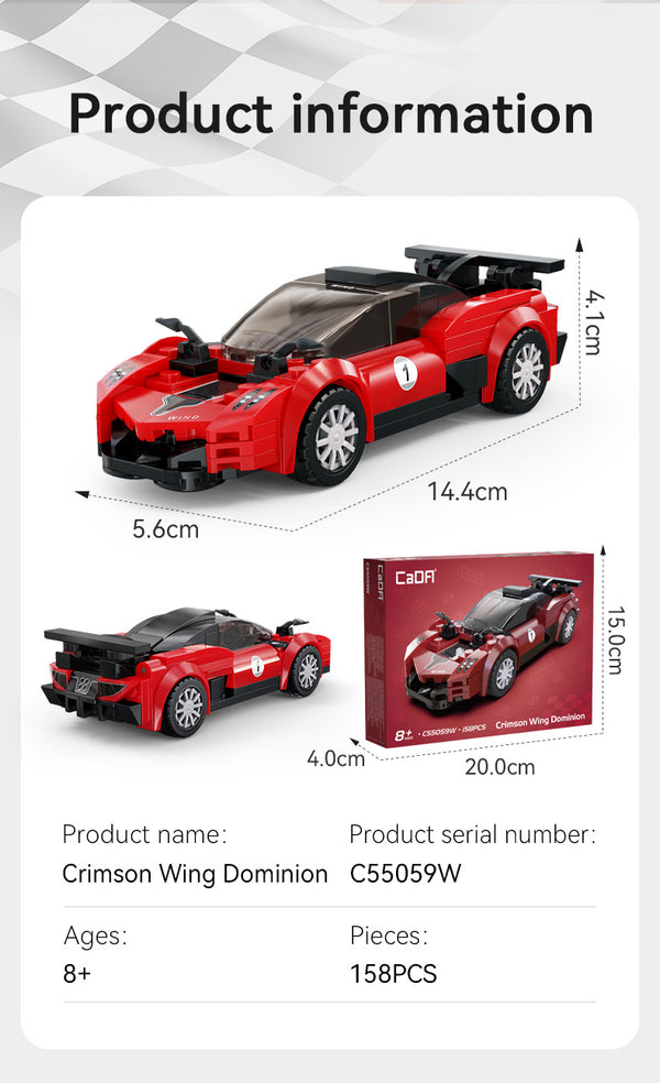 CADA 1:32 CARS Crimson Wing Racing Car - 158 pcs