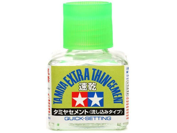 Tamiya EXTRA THIN CEMENT Quick Set 40ml applicator brush in cap TWIN PACK