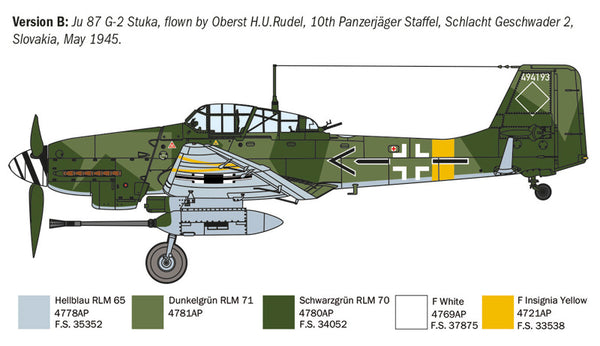 Italeri 1/72 WW2 German JU-87G-2 KANONENVOGEL aircraft model kit