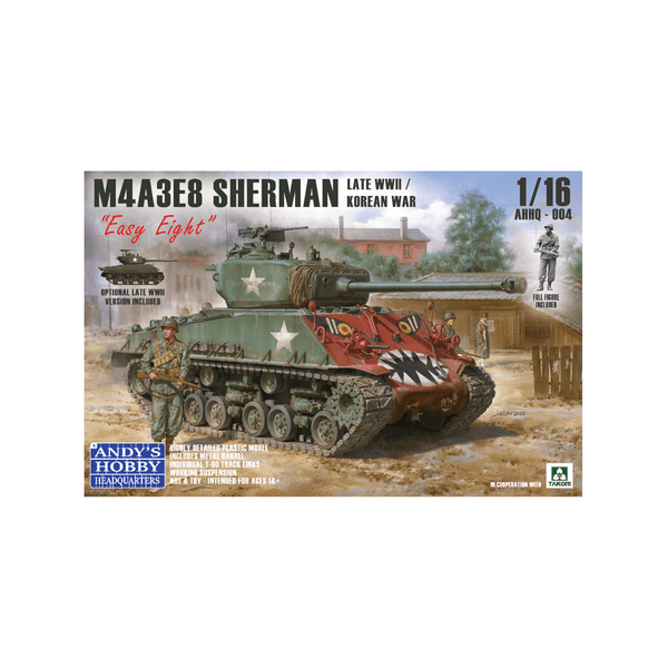 Andy's Hobby Headquarters 1:16 M4A3E8 Sherman "Easy Eight" with T80 tracks - Late WWII or Korean War Options Model Military Kit