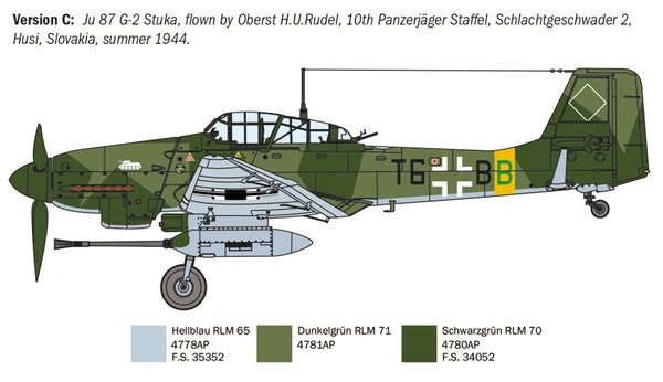 Italeri 1/72 WW2 German JU-87G-2 KANONENVOGEL aircraft model kit