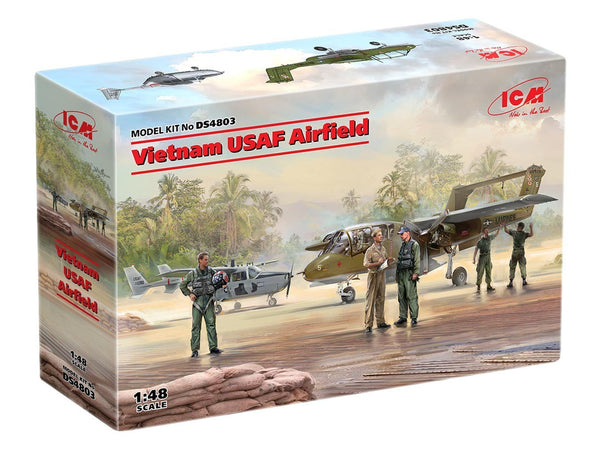 ICM 1/48 Vietnam USAF Airfield Set (0-2A, OV-10A Aircraft & 5 Figures)