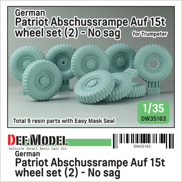 DEF Models 1/35 scale German Patriot Abschussrampe auf 15t mil gl Br A1 wheel set (2) for lifted up (for 1/35 Trumpeter kit)