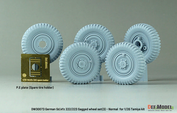 DEF Models 1/35 scale WW2 German Sd.kfz 222/223 Sagged wheel set(3) - Late (for Tamiya 1/35) - Jun.2023