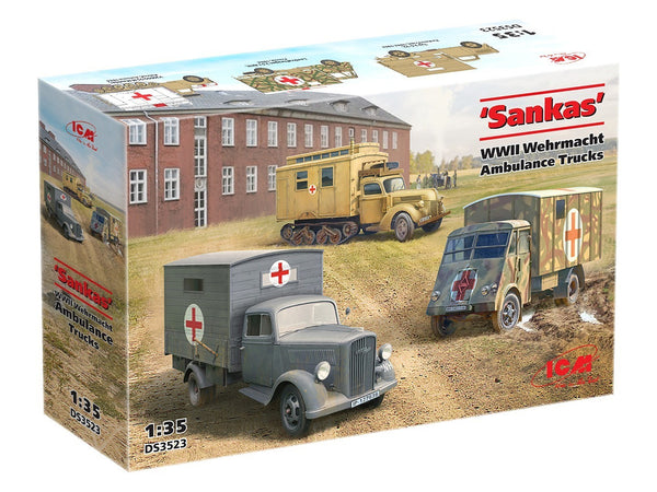 ICM 1/35 Sankas WW2 German Wehrmacht Ambulance Trucks (Set of 3)