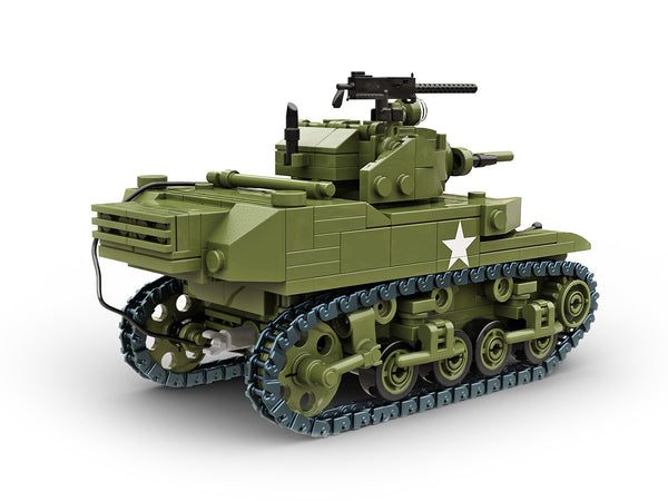 Build Army Brick building model WW2 USA M5A1 Stuart Light Tank