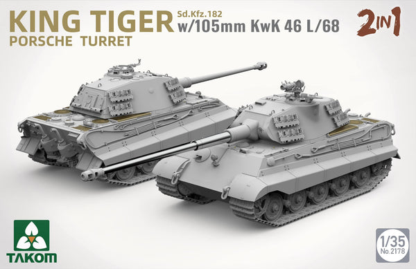 TAKOM 1/35 WW2 German Sd.Kfz.182 King Tiger Porsche Turret With 105mm KwK 46L/68 tank