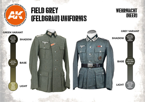 AK Interactive GEN 3 - GERMAN FIELD GREY UNIFORMS 3G PAINT SET