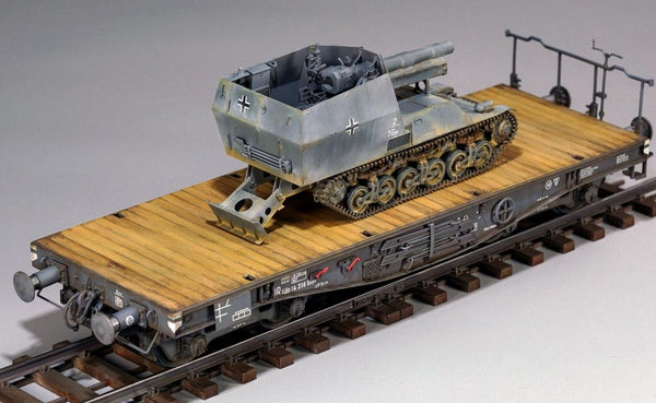 ZIMI 1/35 scale WW2 German 50 Ton Type SSy45 railway Flatcar with 2 x Sd.Kfz. 135/1 - 3 in 1 Kit