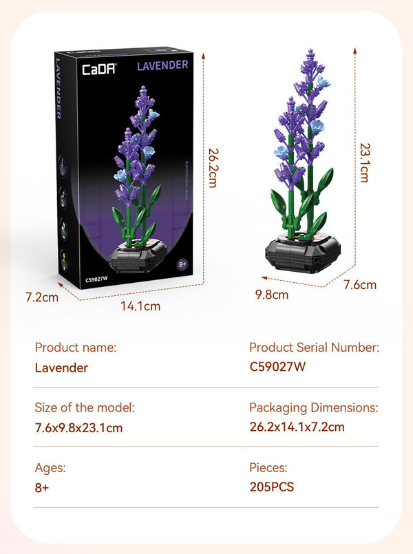 CADA CREATIVE Lavender Building Block Planter - 205 pcs