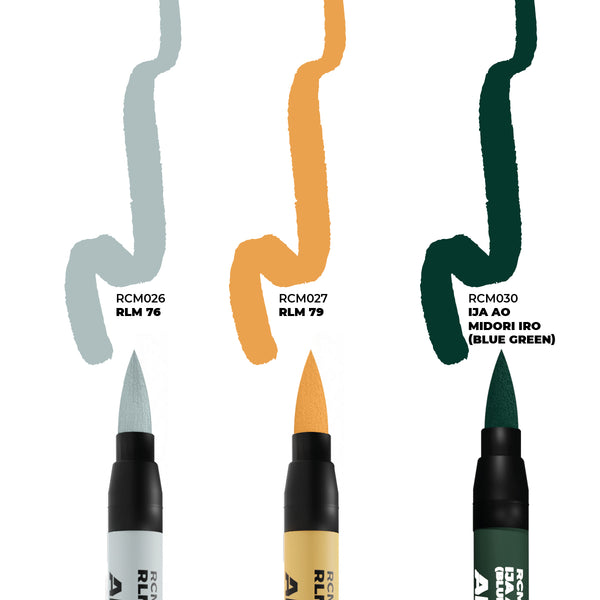 AK Interactive Real Colour Marker - WWII AXIS AIRCRAFT SQUIGGLE CAMOUFLAGE COLORS - SET 3 REAL COLORS MARKERS
