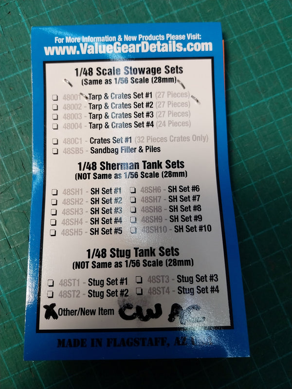 Valuegear 1/48 Scale resin stowage set WW2 Commonwealth Ammo crates