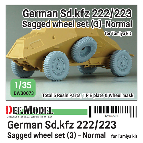 DEF Models 1/35 scale WW2 German Sd.kfz 222/223 Sagged wheel set(3) - Late (for Tamiya 1/35) - Jun.2023