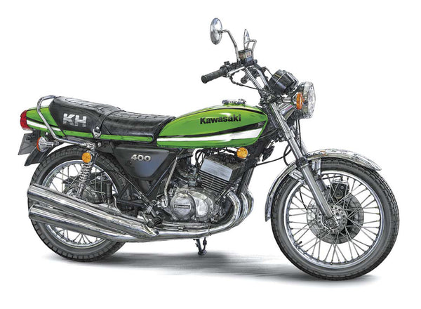 Hasegawa 1:12 Scale Kawasaki KH400-A7 motorbike model kit