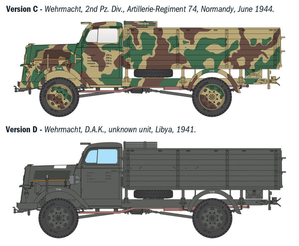 Italeri 1/35 Scale WW2 German Kfz. 305 Opel Blitz Typ A 4x4 truck model kit