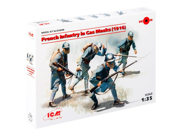 ICM 1/35 WW1 French Infantry in Gas Masks (1918) (4 figures)