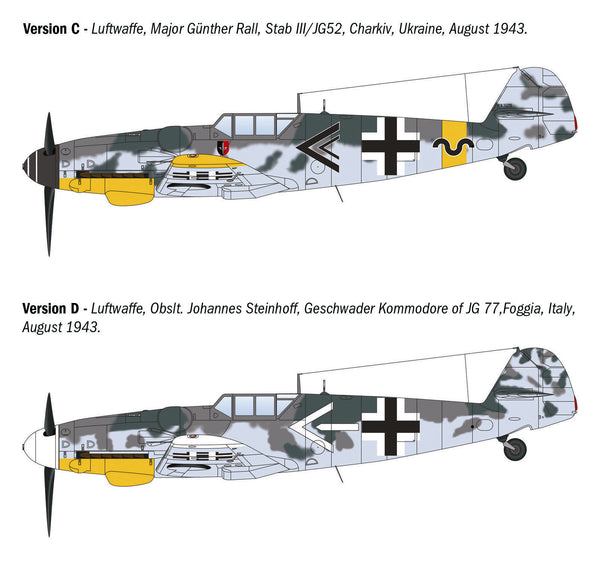 Italeri 1/72 scale WW2 German Bf 109 G-2/G-6 Aces plane model kit