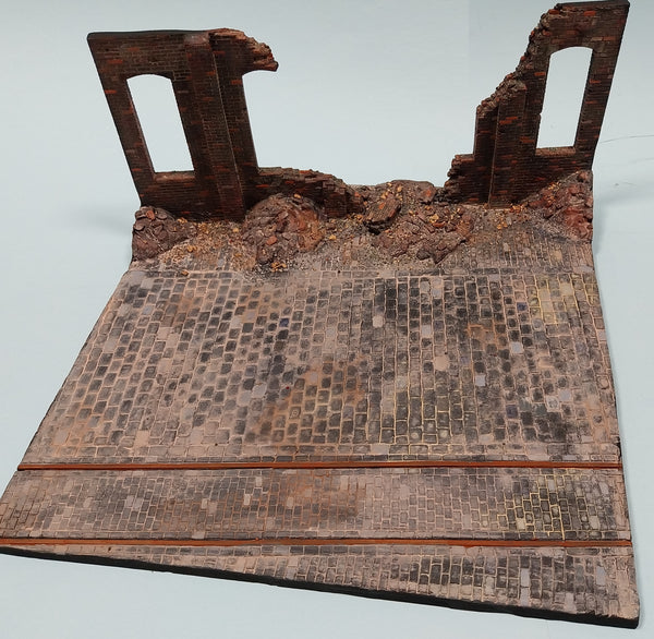 FoG Models 1/35 scale Industrial Ruin diorama wall and base. 295mm x 295mm