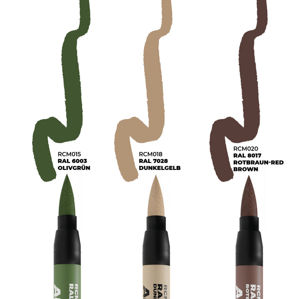 AK Interactive Real Colour Marker - LATE GERMAN AFV CAMO COLORS - SET 3 REAL COLORS MARKERS