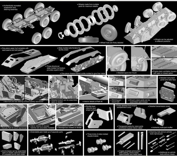 Dragon 1/35 WW2 German SDKFZ 234/4 PANZERPAHWAGON (PREMIUM EDITION) tank model kit