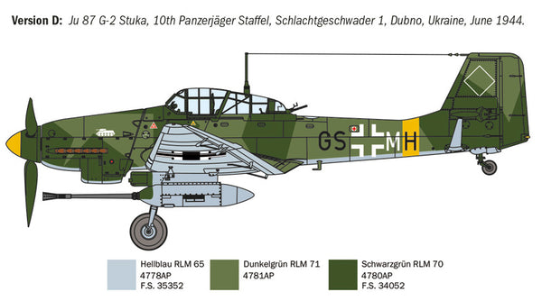 Italeri 1/72 WW2 German JU-87G-2 KANONENVOGEL aircraft model kit